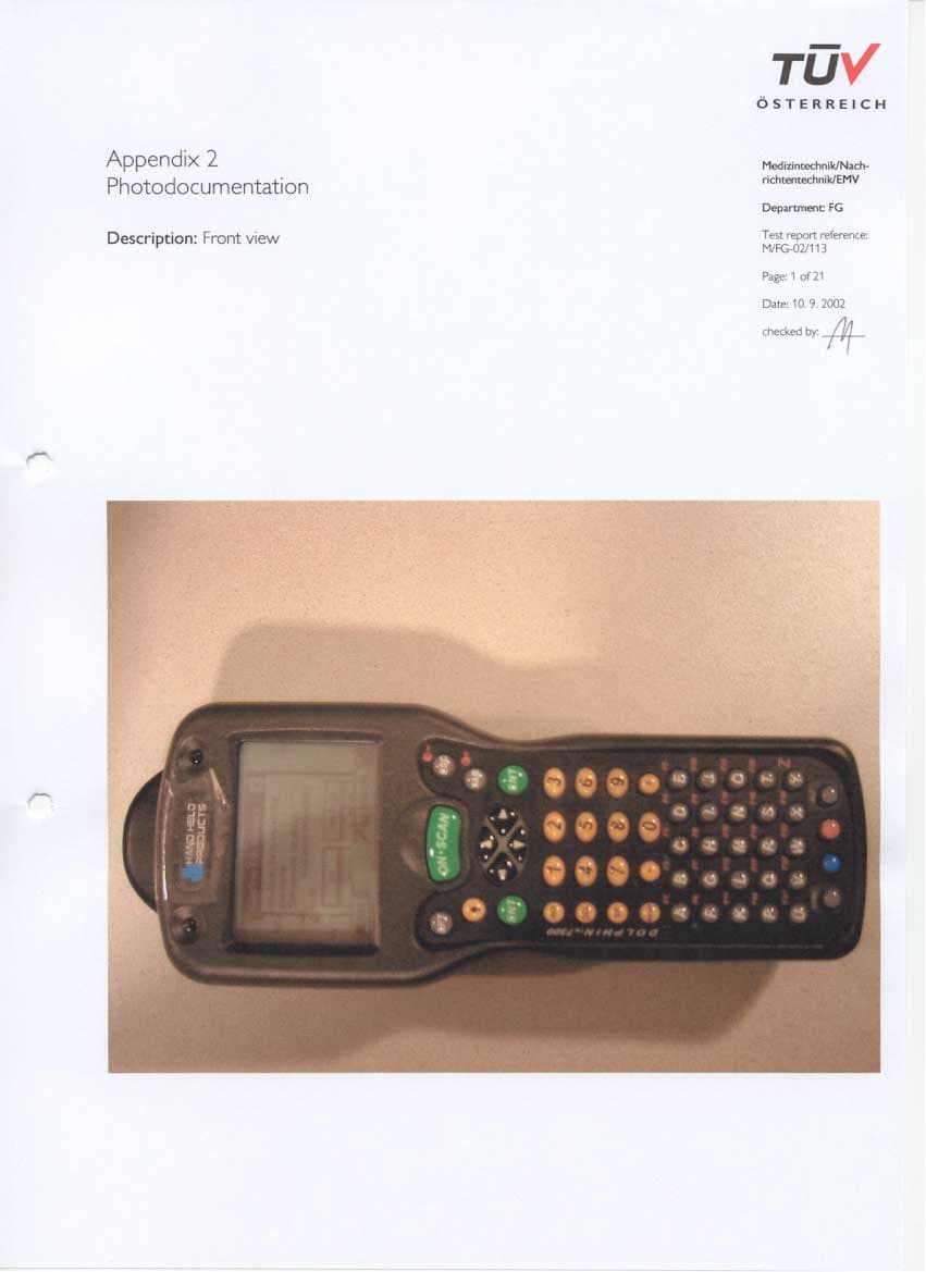 Wireless Handheld computer - FCC ID HD5-7300-2011B - Honeywell International Inc (3)