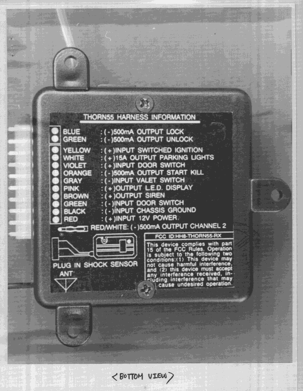 Automotive Security System Receiver - FCC ID HH8-THORN55-RX - Dong Yang Security Electronics Co