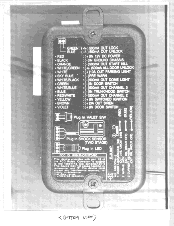 Automobile Security Device - FCC ID HH8-THORN77-RX - Dong Yang Security Electronics Co