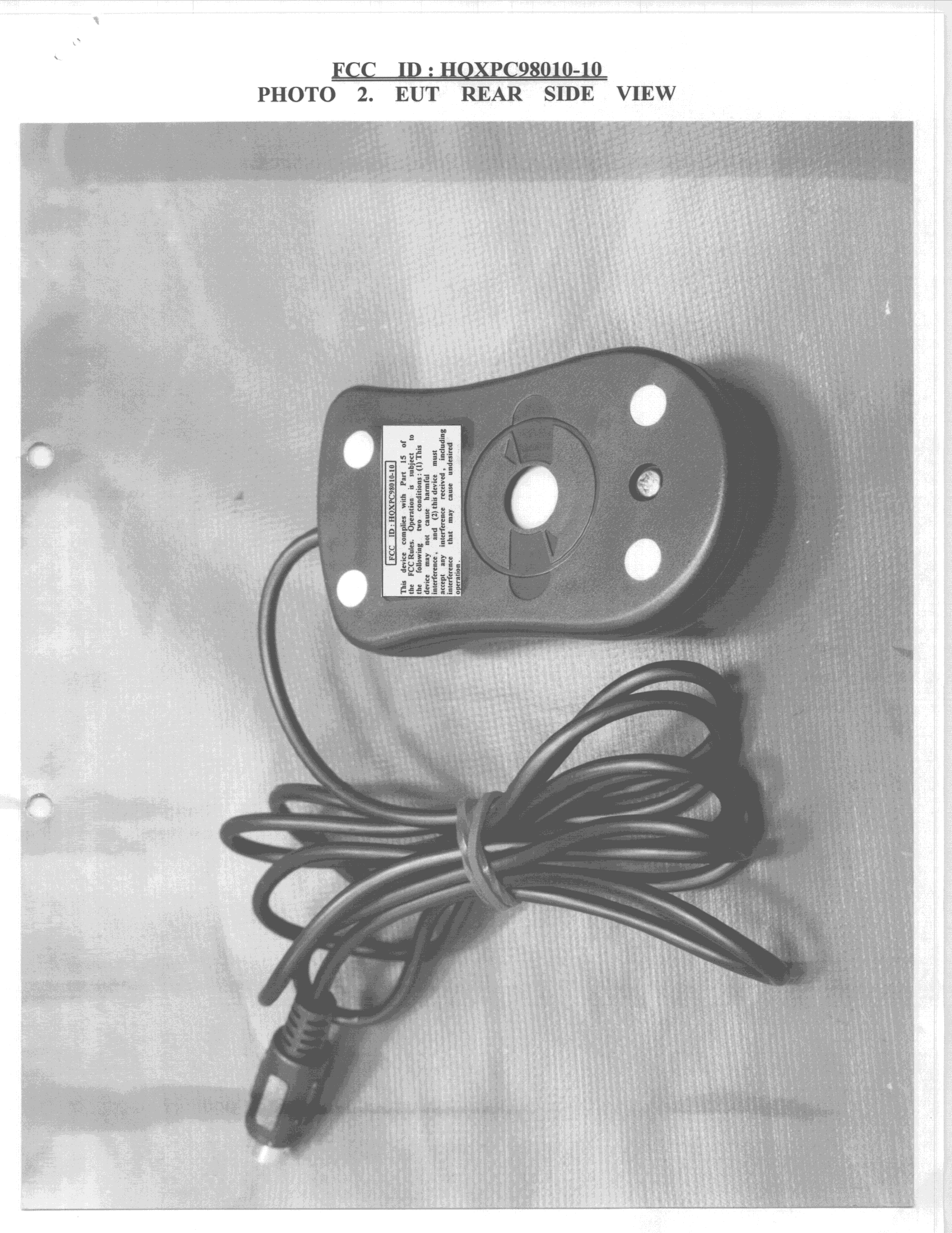 JBP - Part 15 Class B Computing Device Peripheral - FCC ID HQXPC98010-10 - Sysgration Ltd.