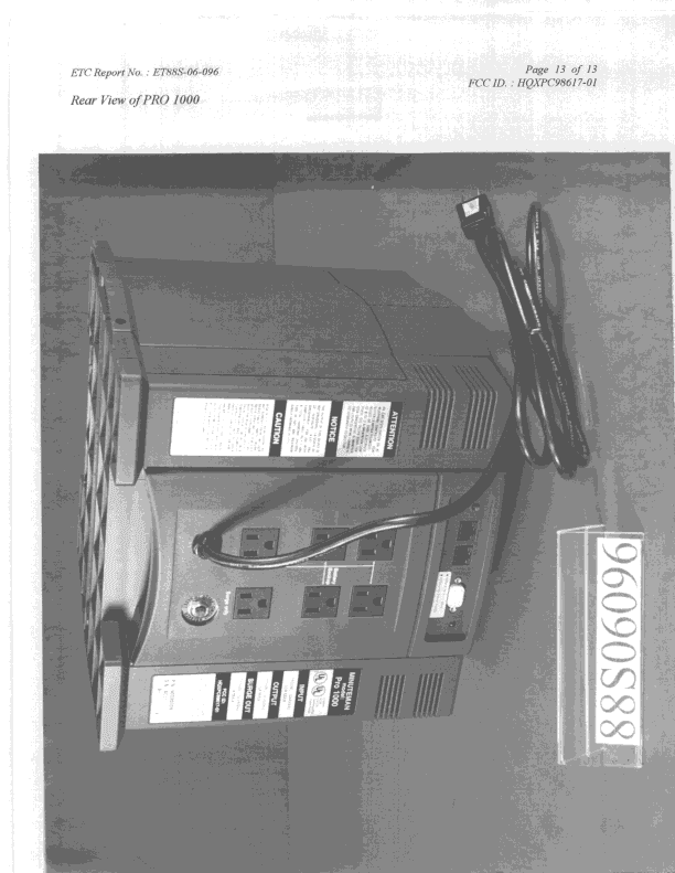 Uninterruptable Power Supply - FCC ID HQXPC98617-01 - Sysgration Ltd.