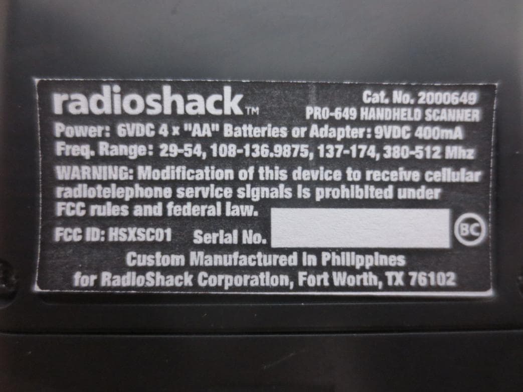 200CH HANDHELD RADIO SCANNER - FCC ID HSXSC01 - The Whistler Group