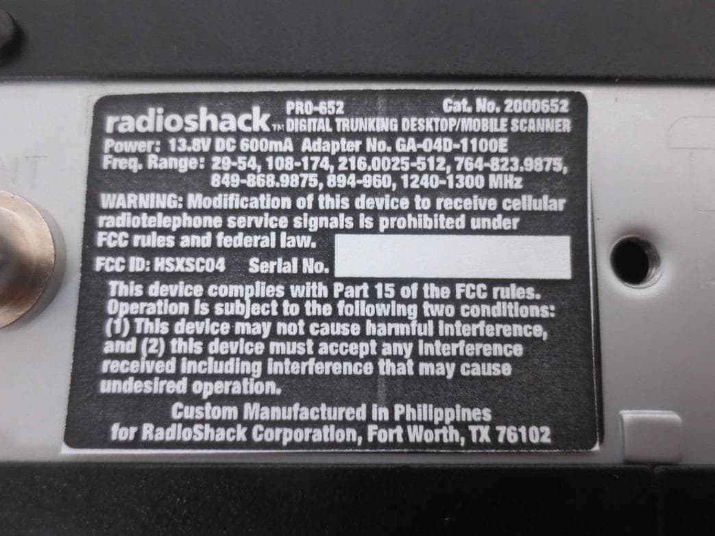 Digital Trunking Desktop Radio Scanner - FCC ID HSXSC04 - The Whistler Group