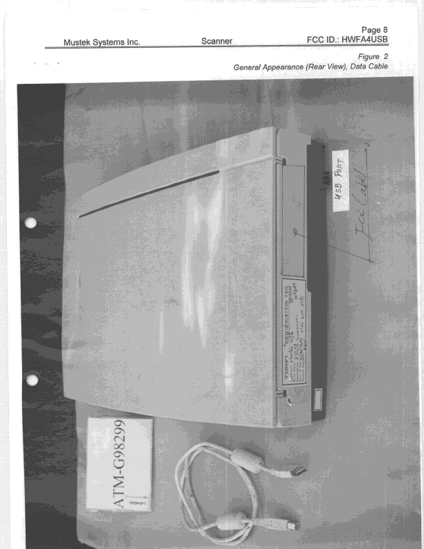 JBP - Part 15 Class B Computing Device Peripheral - FCC ID HWFA4USB - Mustek Systems Inc