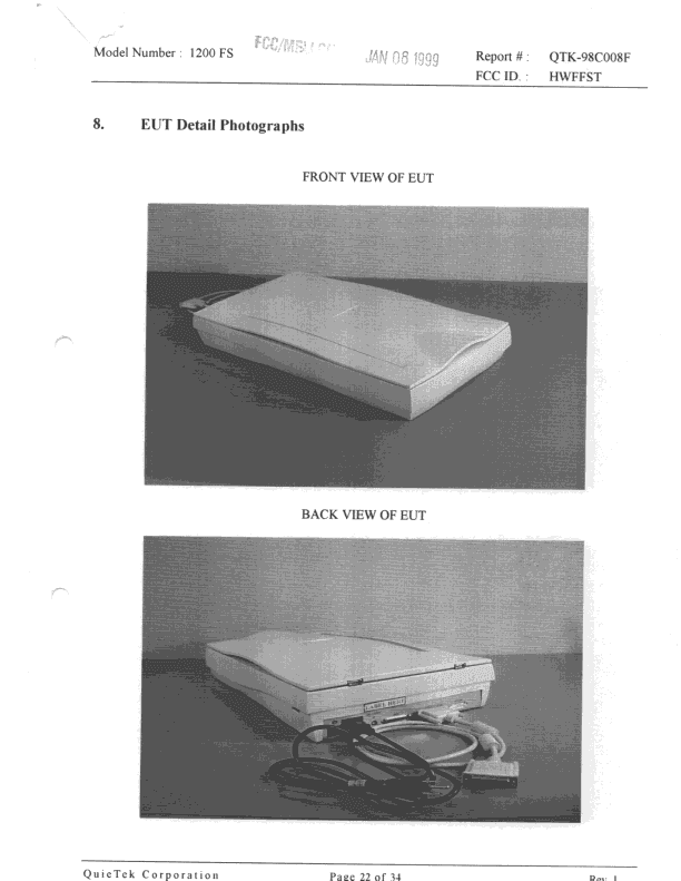 JBP - Part 15 Class B Computing Device Peripheral - FCC ID HWFFST - Mustek Systems Inc