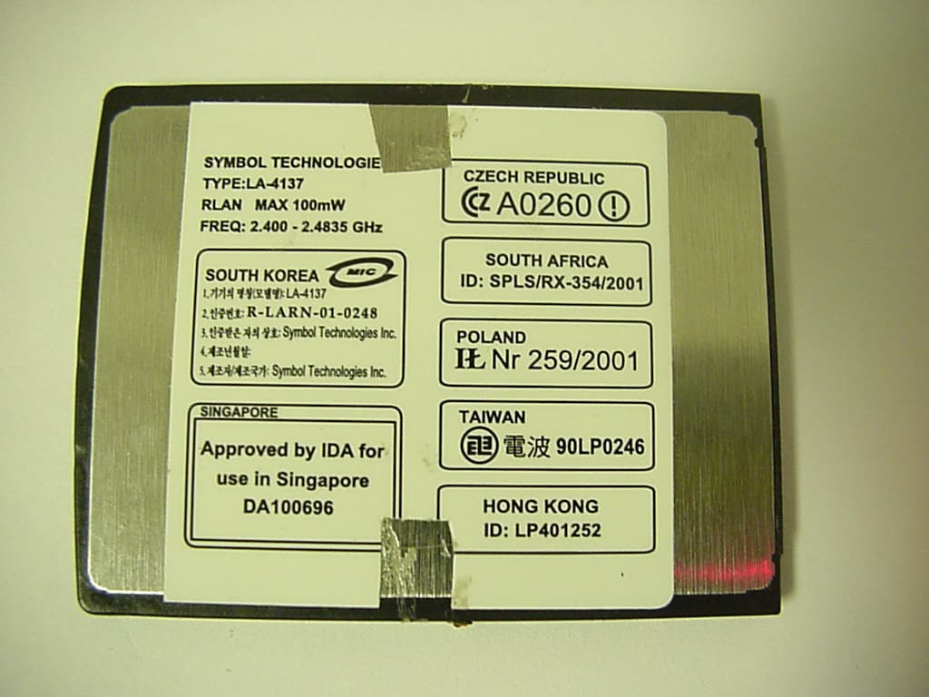 802.11b WLAN Radio w/Compact Flash Form Factor - FCC ID I28MD-RW4137 - Zebra Technologies Corporation (2)