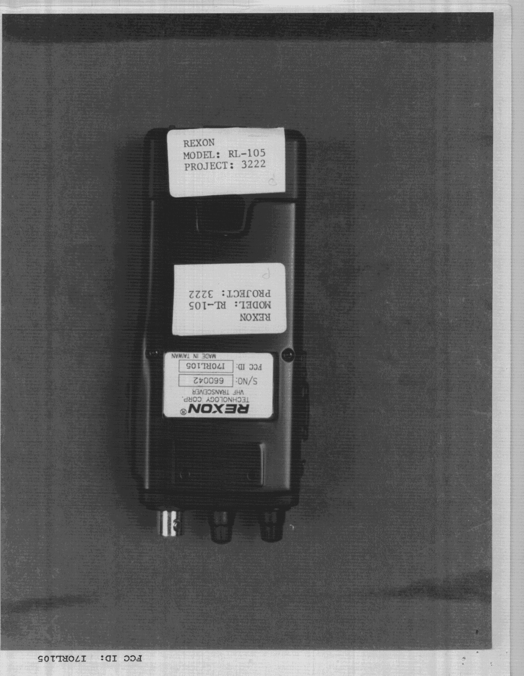 CXX - Communications Rcvr for use w/ licensed Tx and CBs - FCC ID I7ORL105 - Rexon Technology Co., Ltd