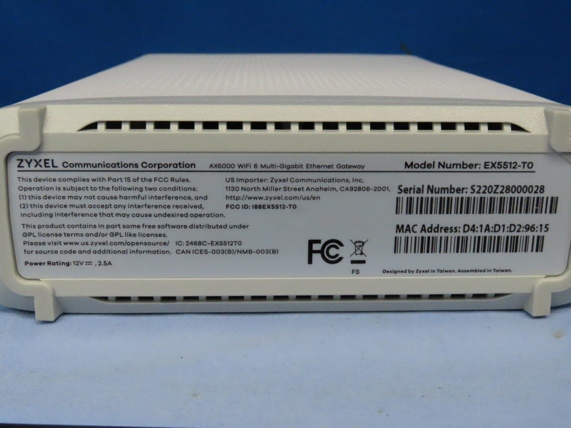 AX6000 WiFi 6 Multi-Gigabit Ethernet Gateway - FCC ID I88EX5512-T0 - ZyXEL Communications Corporation (4)