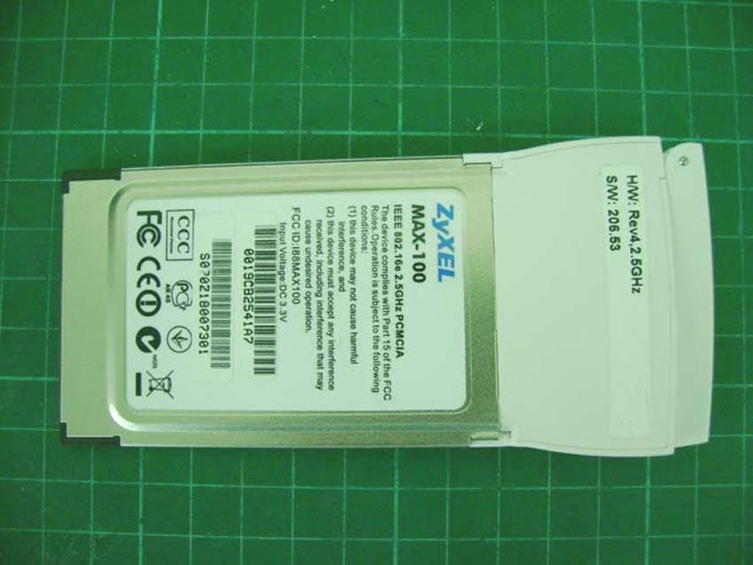 2.5GHz WiMAX PCMCIA card - FCC ID I88MAX100 - ZyXEL Communications Corporation (1)