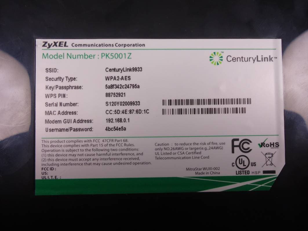 802.11n Wireless ADSL2+ 4-port Gateway - FCC ID I88PK5001Z - ZyXEL Communications Corporation (3)