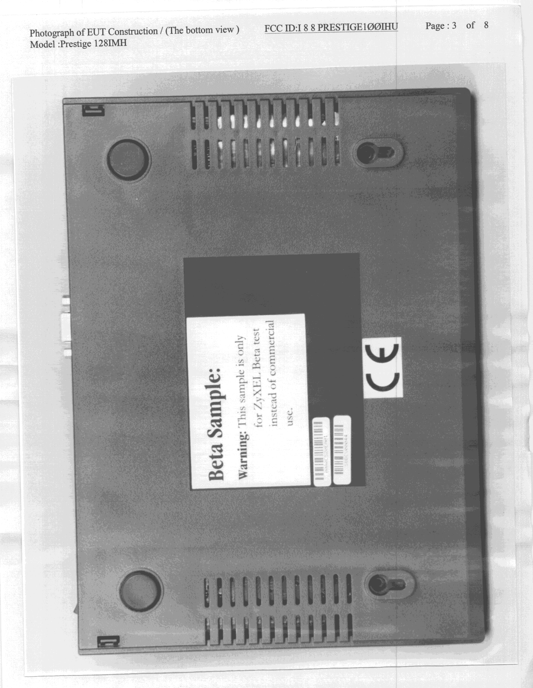 JBP - Part 15 Class B Computing Device Peripheral - FCC ID I88PRESTIGE100IHU - ZyXEL Communications Corporation (3)
