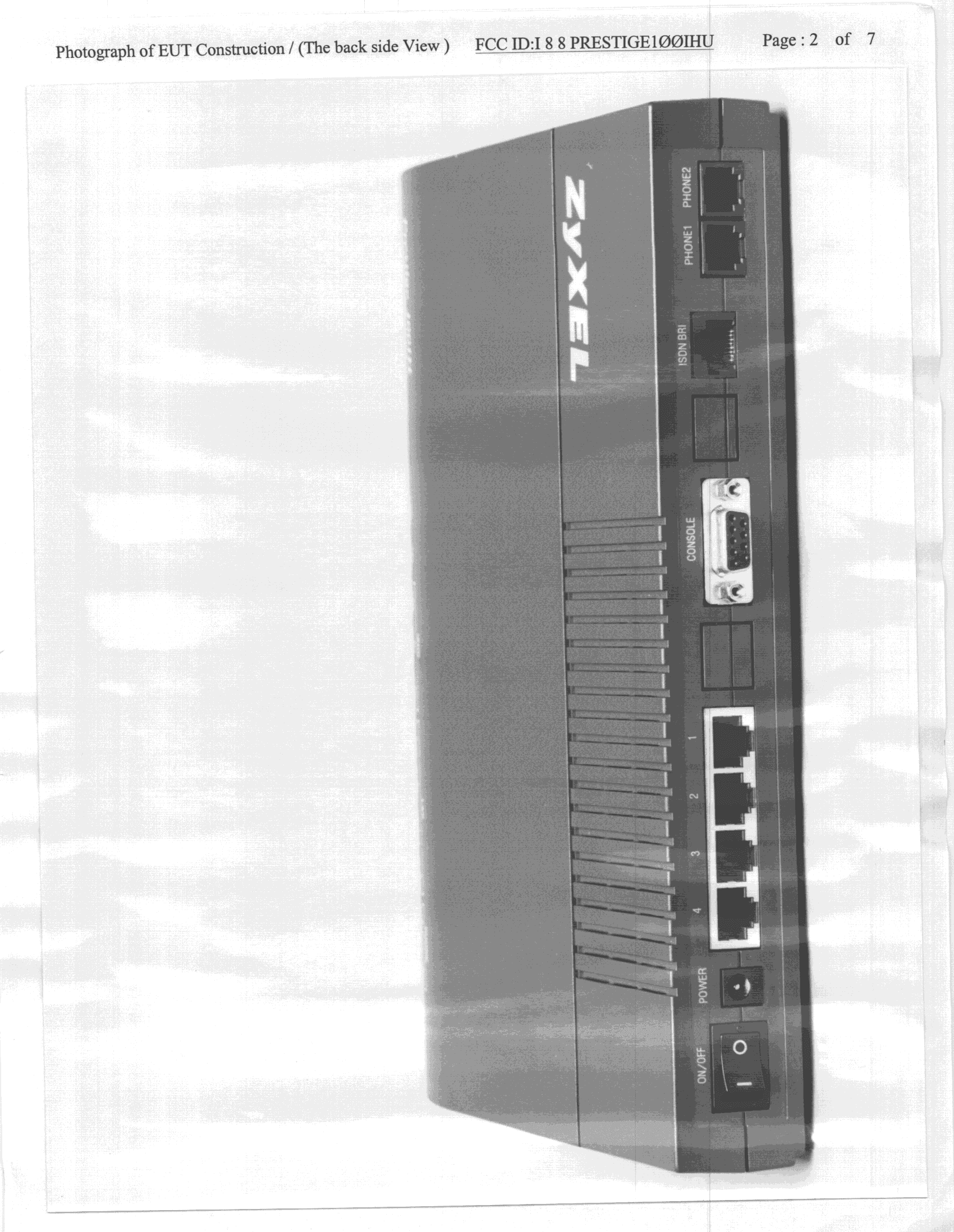 JBP - Part 15 Class B Computing Device Peripheral - FCC ID I88PRESTIGE100IHU - ZyXEL Communications Corporation (1)