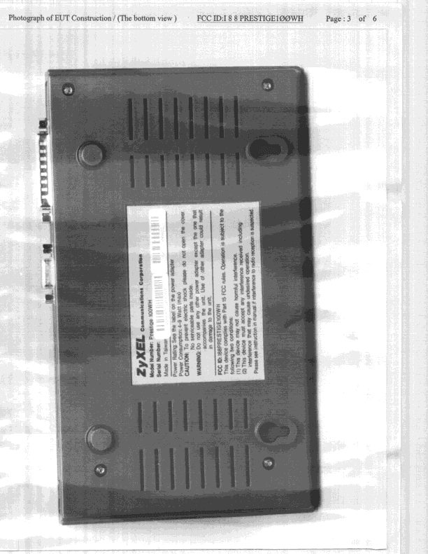 JBP - Part 15 Class B Computing Device Peripheral - FCC ID I88PRESTIGE100WH - ZyXEL Communications Corporation (2)