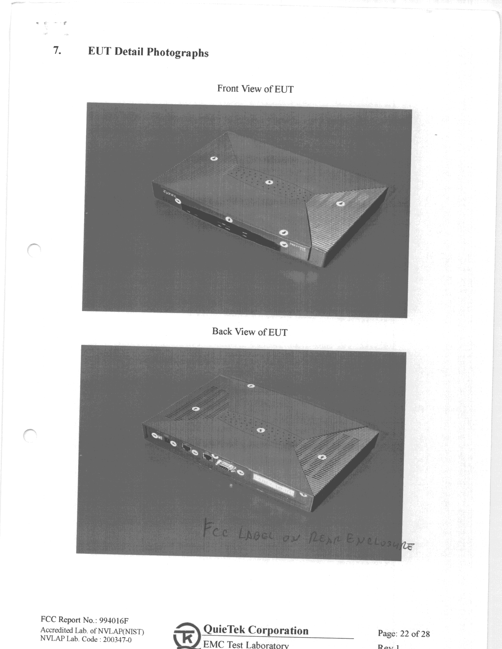 JBP - Part 15 Class B Computing Device Peripheral - FCC ID I88PRESTIGE310 - ZyXEL Communications Corporation (2)