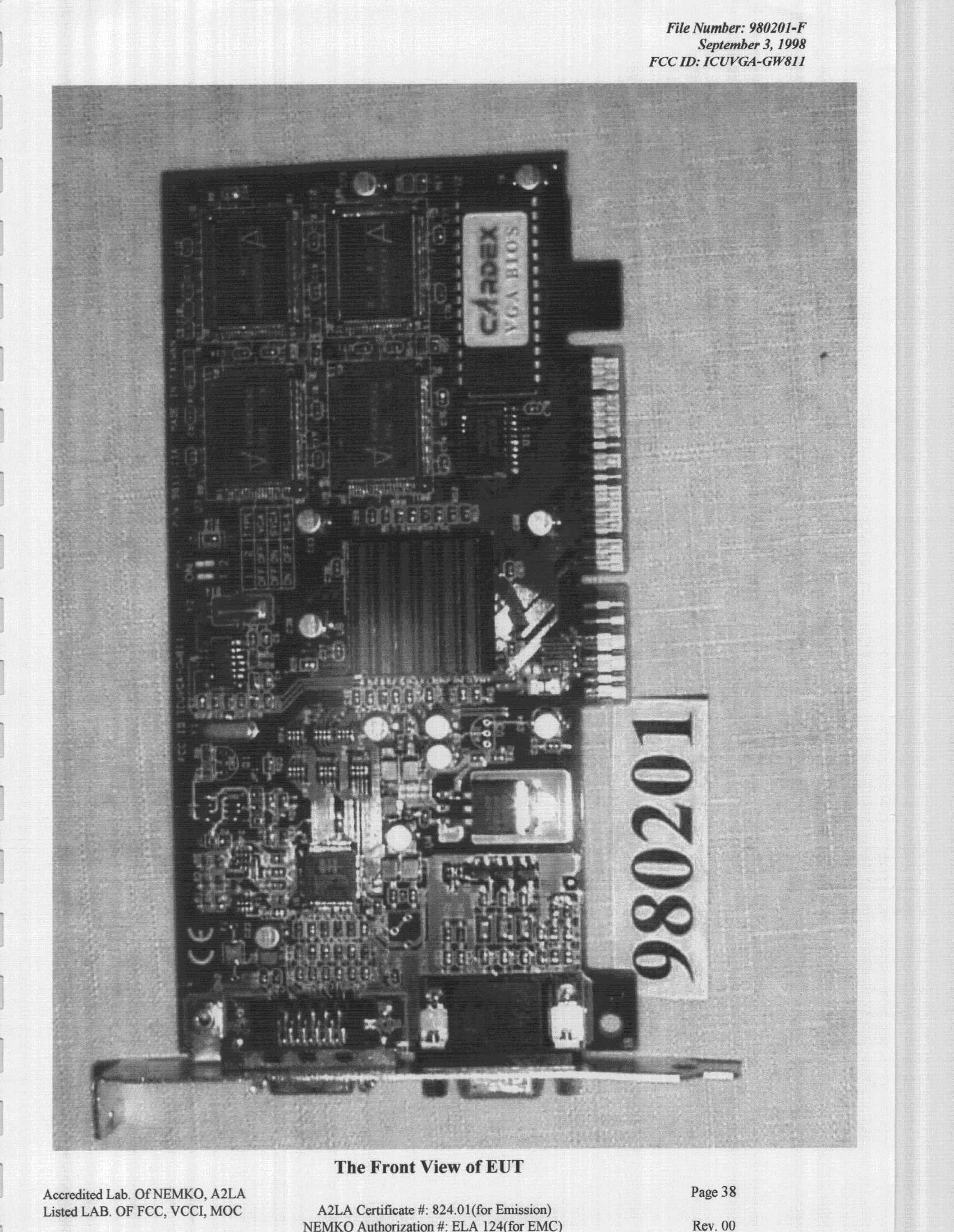 JBP - Part 15 Class B Computing Device Peripheral - FCC ID ICUVGA-GW811 - Gainward Co Ltd