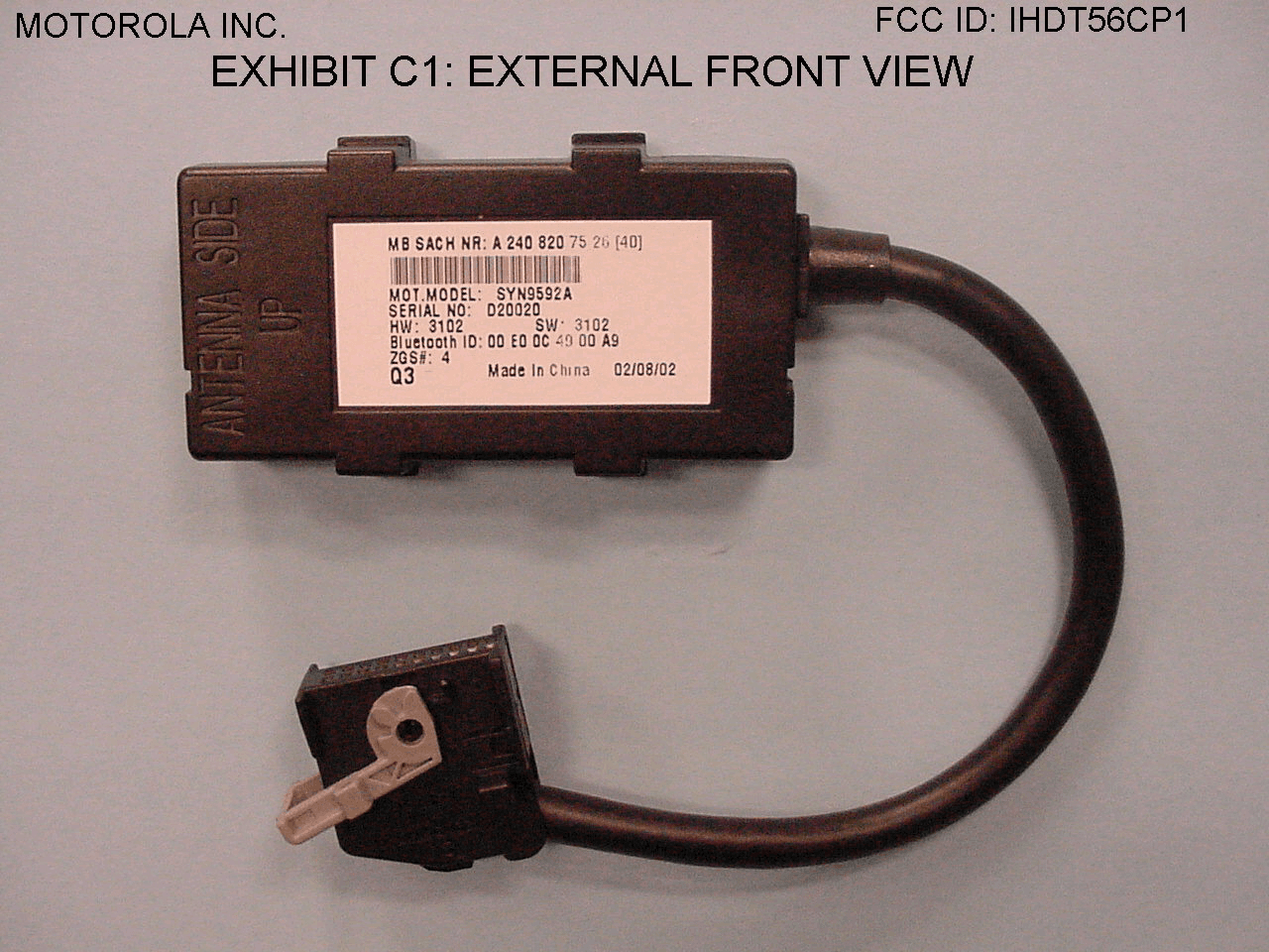 In-Cabin Bluetooth Module - FCC ID IHDT56CP1 - Motorola Mobility LLC