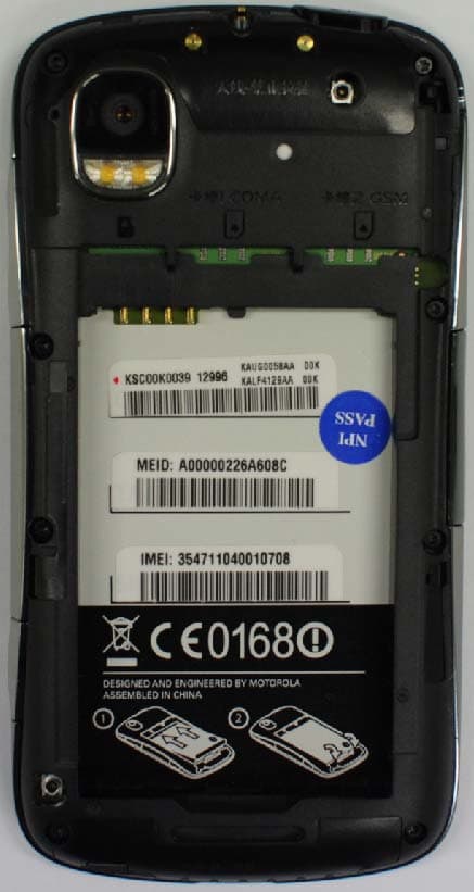 CDMA/GSM TRANSCEIVER WITH BT & WLAN - FCC ID IHDT56MA1 - Motorola Mobility LLC