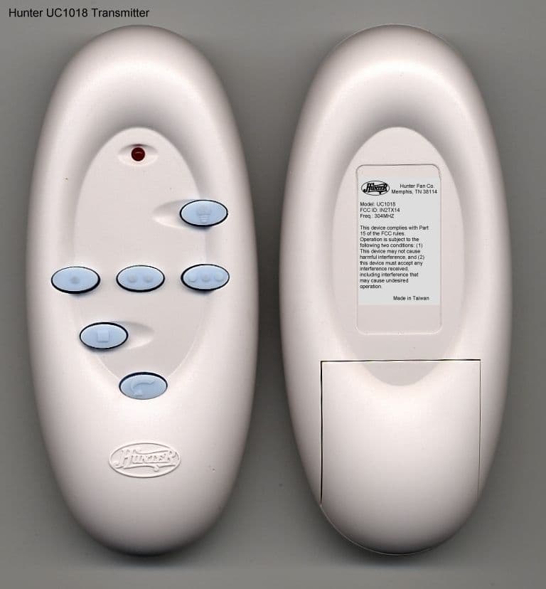 Ceiling fan and lamp remote control. - FCC ID IN2TX14 - Hunter Fan Company