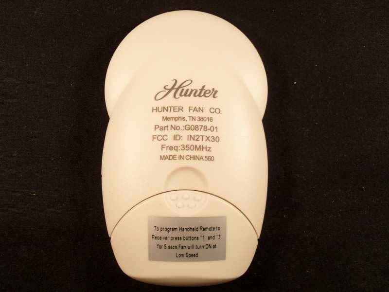Remote control for ceiling fan - FCC ID IN2TX30 - Hunter Fan Company (2)