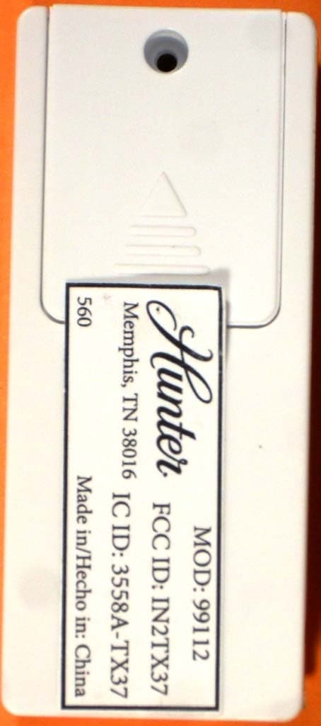 Remote control for ceiling fan - FCC ID IN2TX37 - Hunter Fan Company (2)