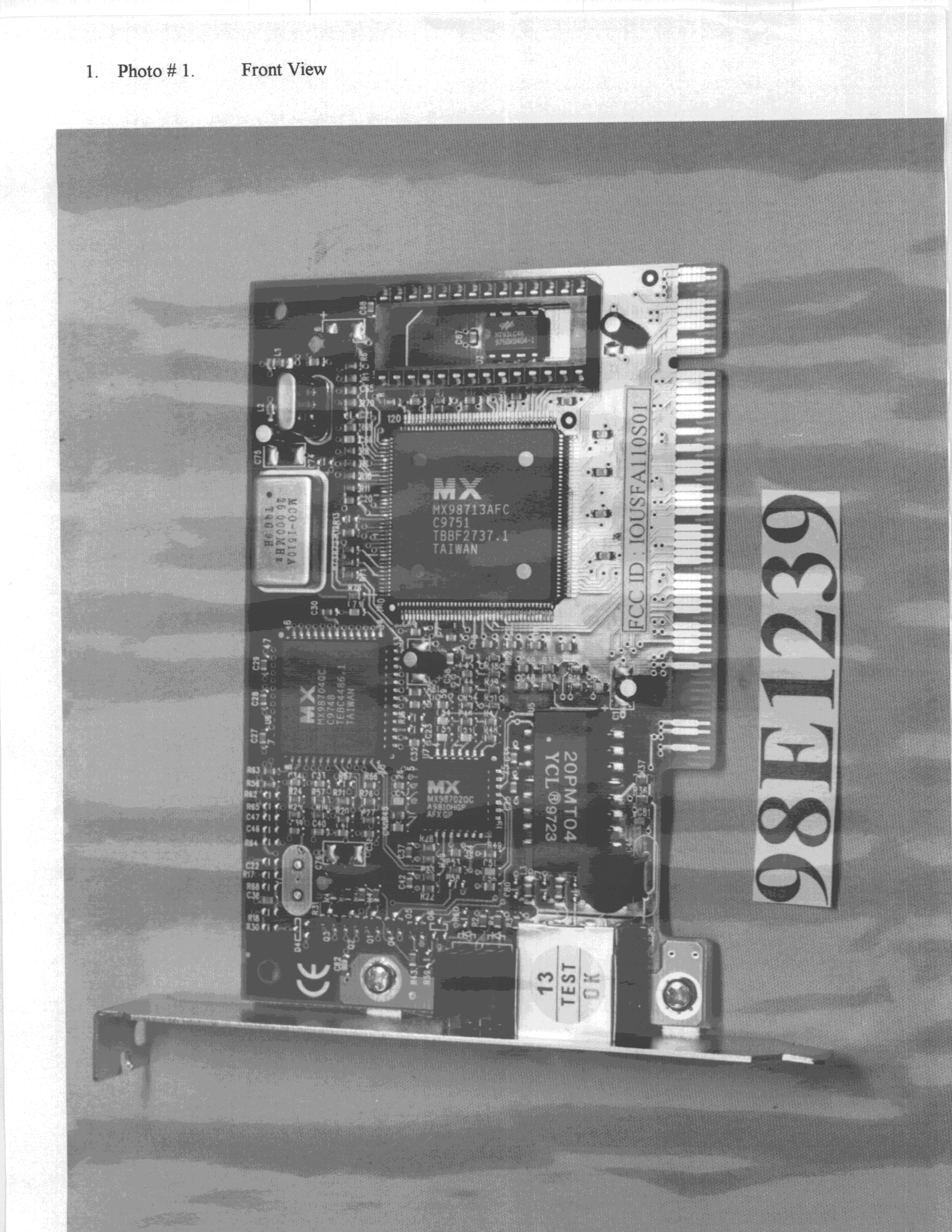 JBP - Part 15 Class B Computing Device Peripheral - FCC ID IOUSFA110S01 - National Datacomm Corporation