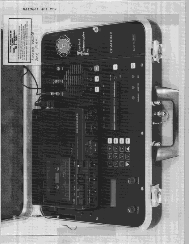 Surveillance Receiver - FCC ID IP9CIT8 - Tactical Technologies Inc