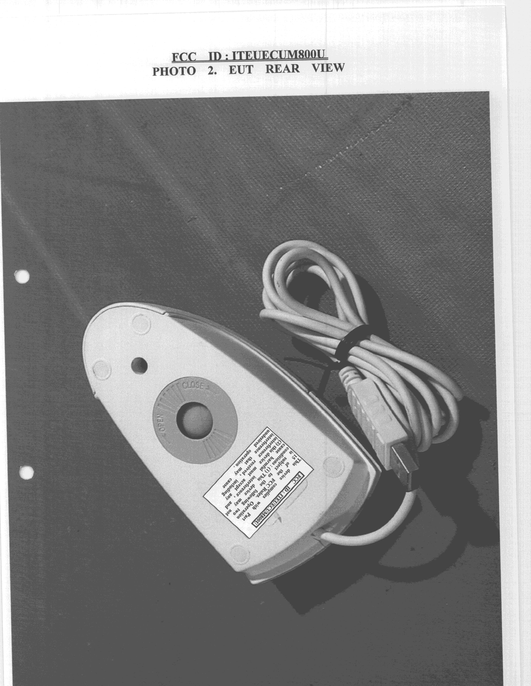 JBP - Part 15 Class B Computing Device Peripheral - FCC ID ITEUECUM800U - Ultima Electronics Corp