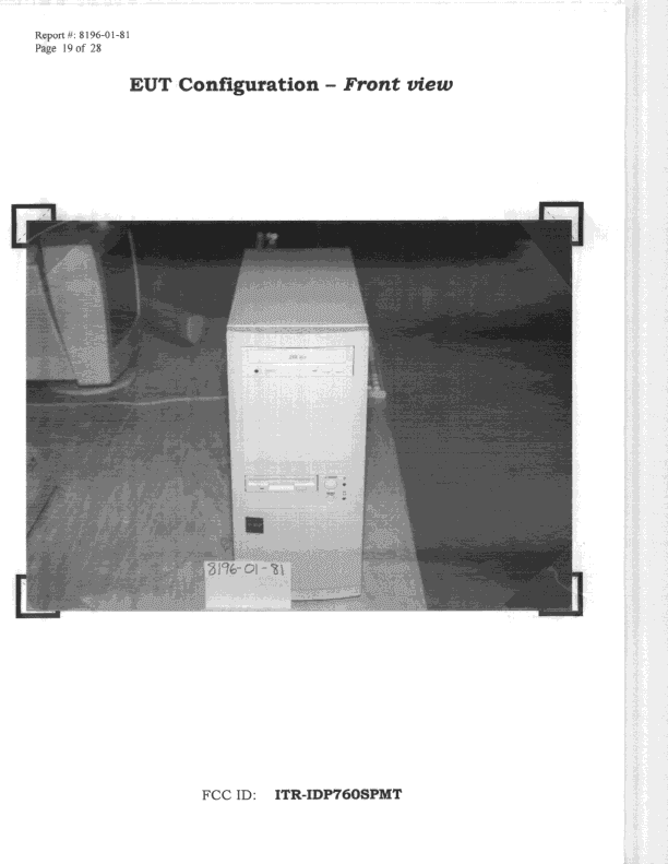 JBC - Part 15 Class B Computing Device/Personal Computer - FCC ID ITR-IDP760SPMT - Dunn/IDP Computer Corporation