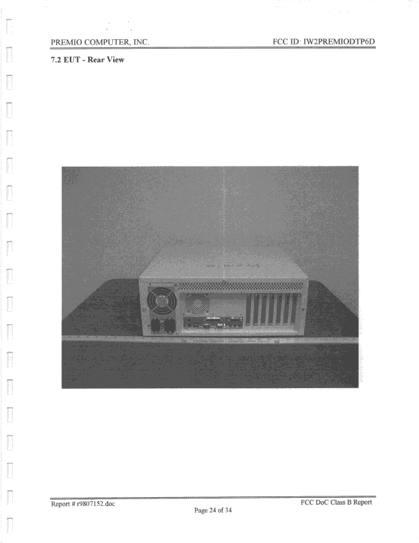 JBC - Part 15 Class B Computing Device/Personal Computer - FCC ID IW2PREMIODTP6D - Premio Computer Inc