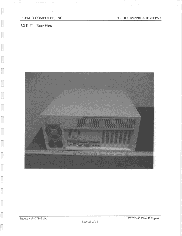 JBC - Part 15 Class B Computing Device/Personal Computer - FCC ID IW2PREMIOMTP6D - Premio Computer Inc