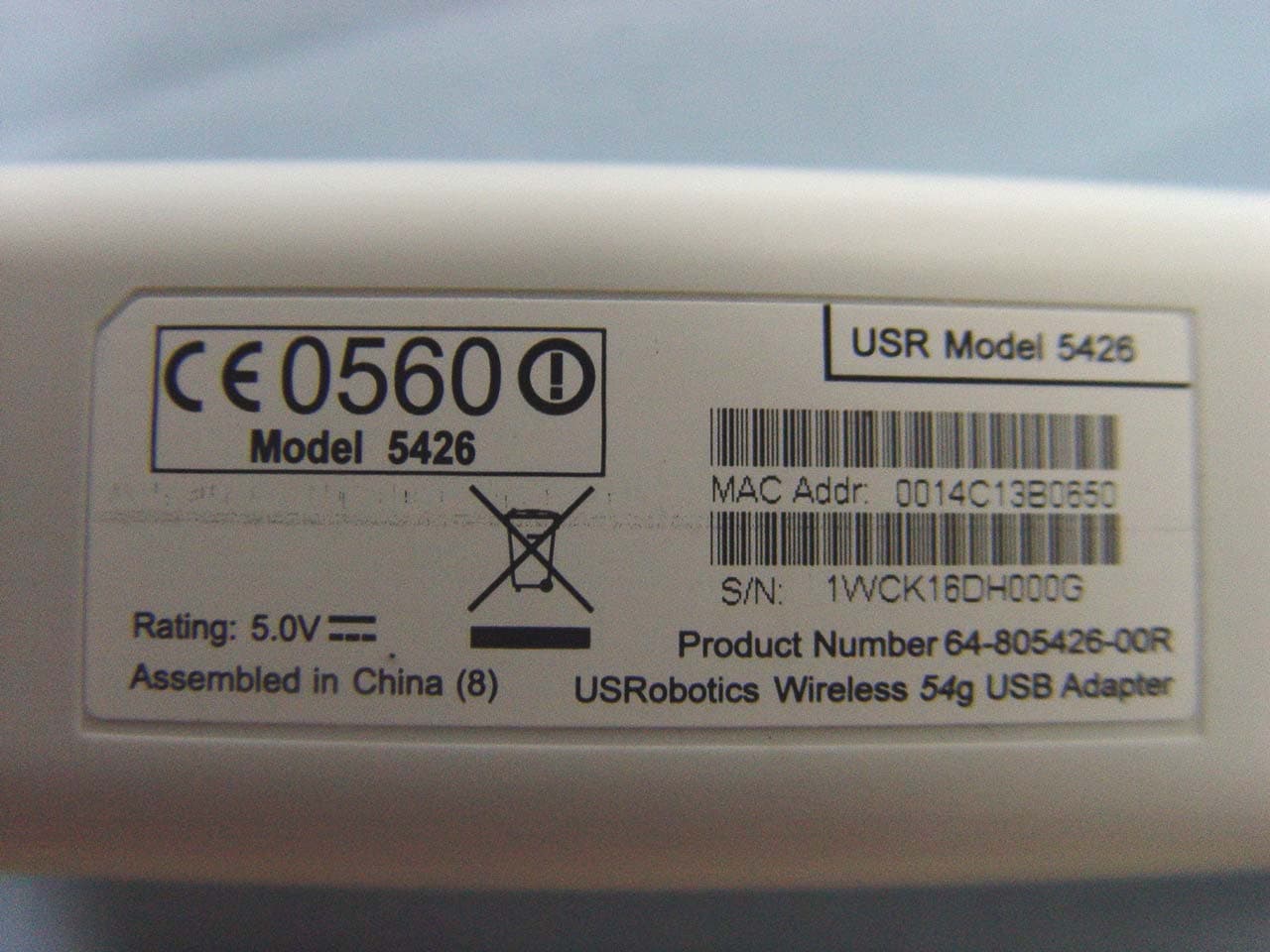 USROBOTICS WIRELESS USB ADAPTER - FCC ID IXM-USGBR02REF1 - Universal Scientific Industrial Co., Ltd.