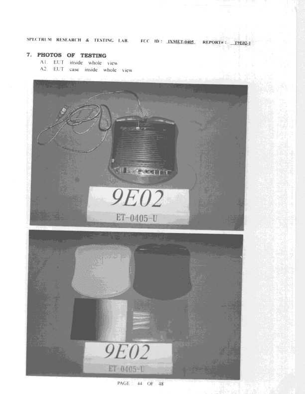 RF Mouse - FCC ID IXMET-0405 - Universal Scientific Industrial Co., Ltd.