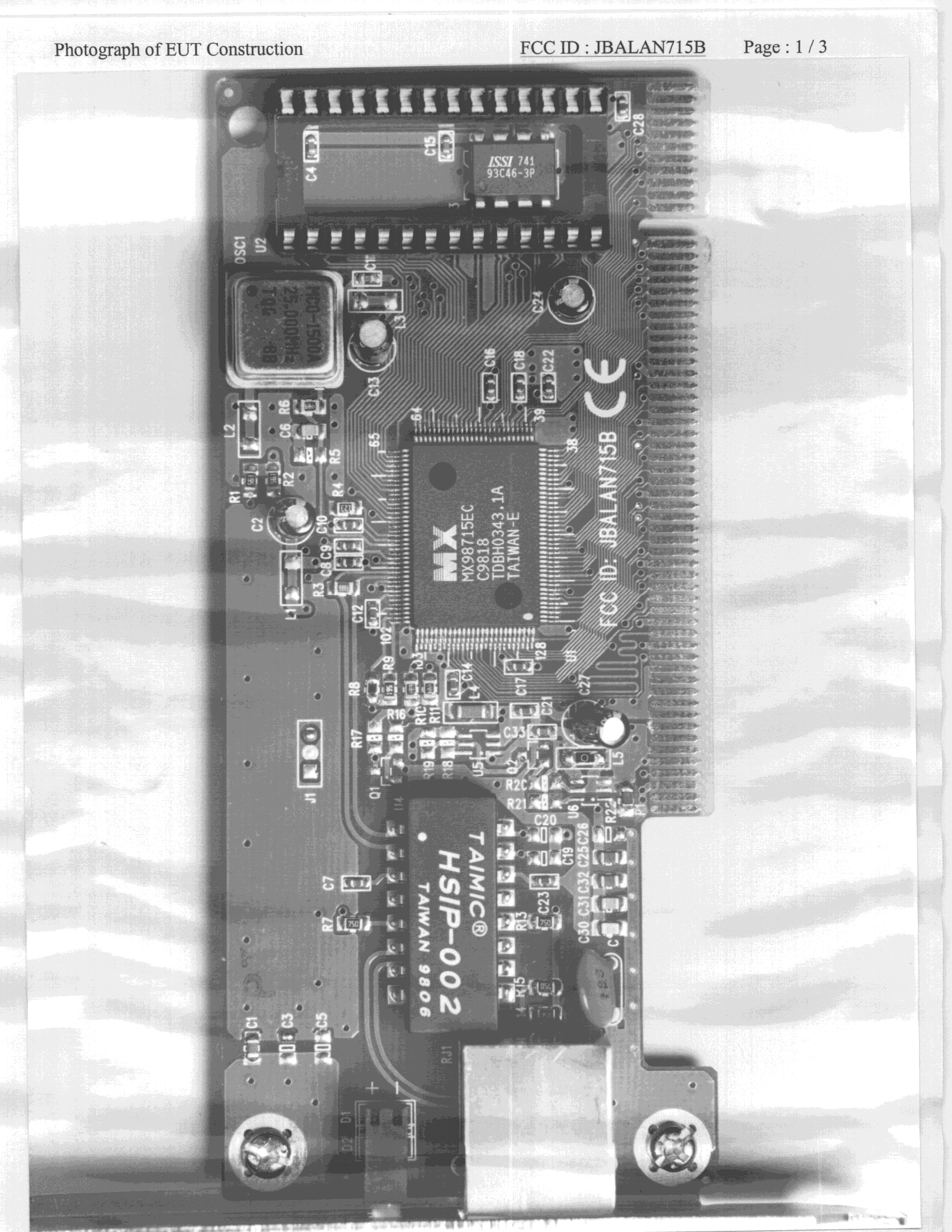 JBP - Part 15 Class B Computing Device Peripheral - FCC ID JBALAN715B - Macronix International Co Ltd