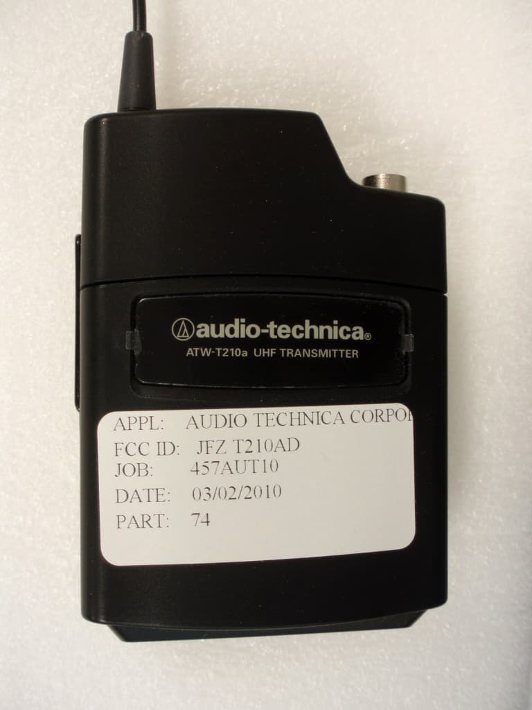 BODYPACK WIRELESS MICROPHONE TRANSMITTER - FCC ID JFZT210AD - Audio-Technica Corporation (2)
