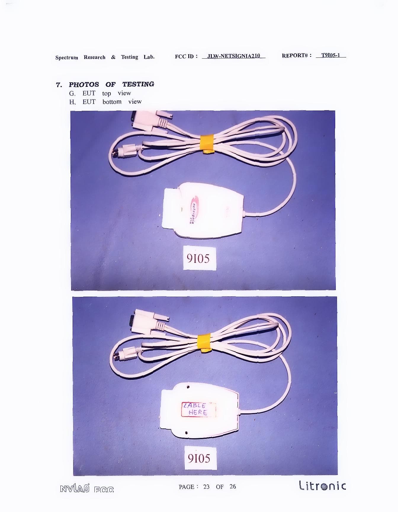 JBP - Part 15 Class B Computing Device Peripheral - FCC ID JLW-NETSIGNIA210 - Litronic Industries