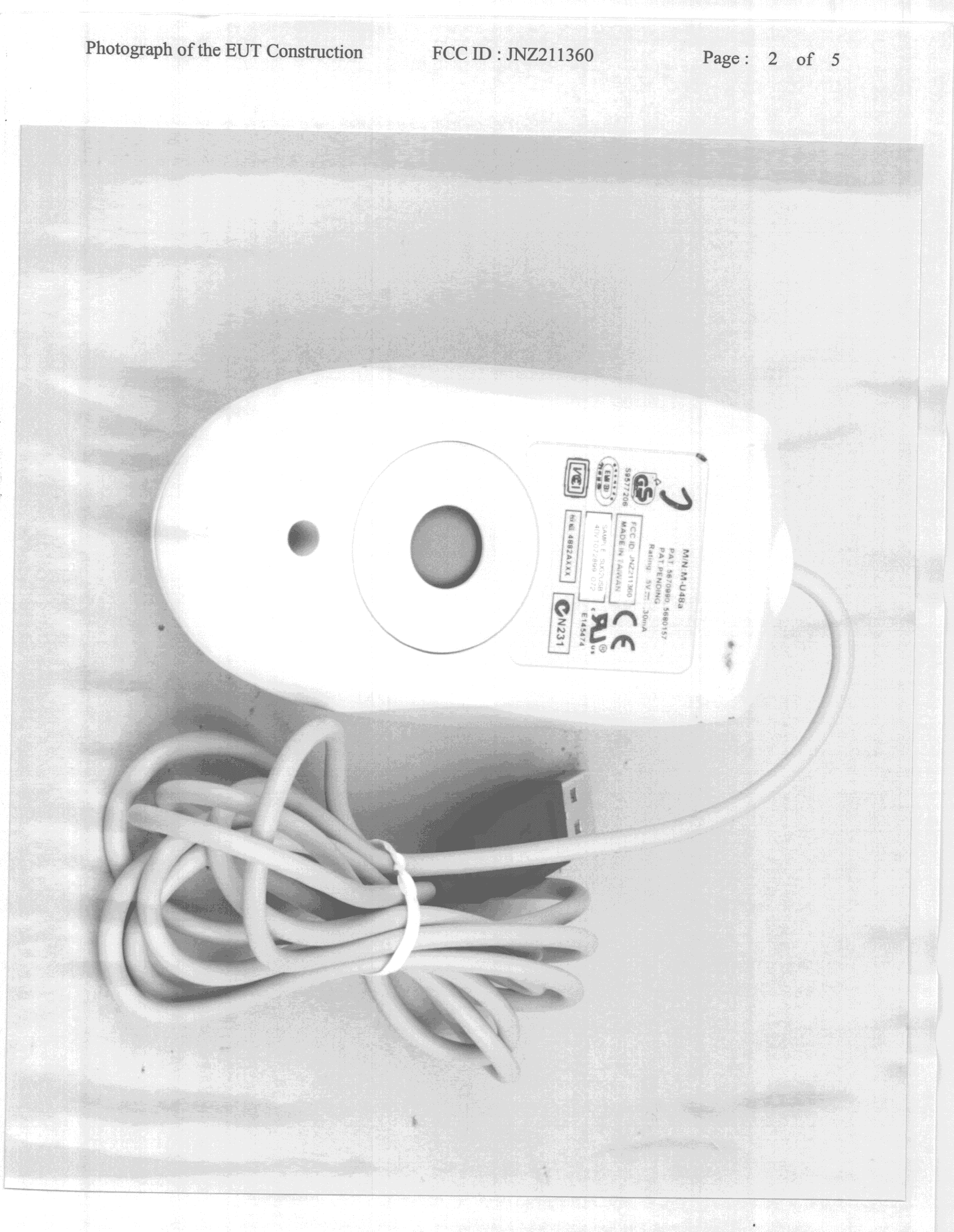 JBP - Part 15 Class B Computing Device Peripheral - FCC ID JNZ211360 - Logitech Far East Ltd (2)