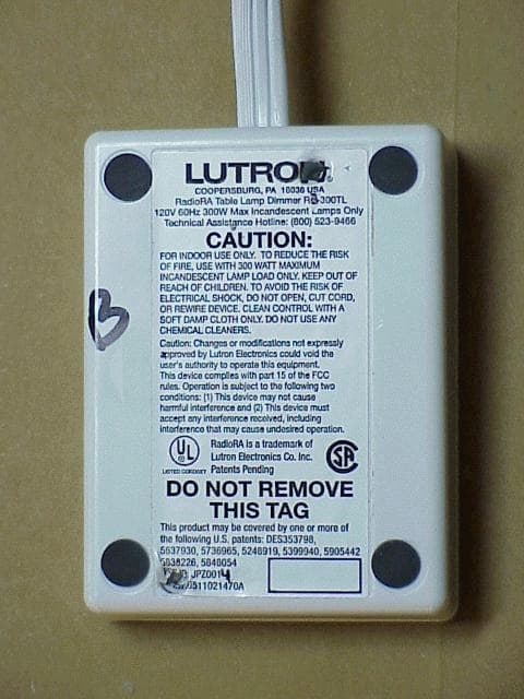RadioRA Table Top Wireless lighting control - FCC ID JPZ0014 - Lutron Electronics Company Inc