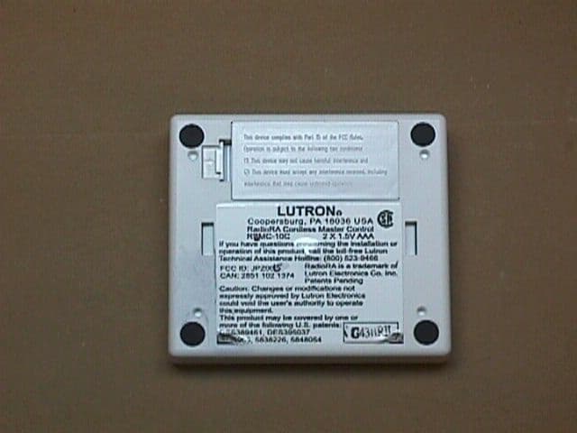 RadioRA Cordless Table Top Master Control - FCC ID JPZ0015 - Lutron Electronics Company Inc