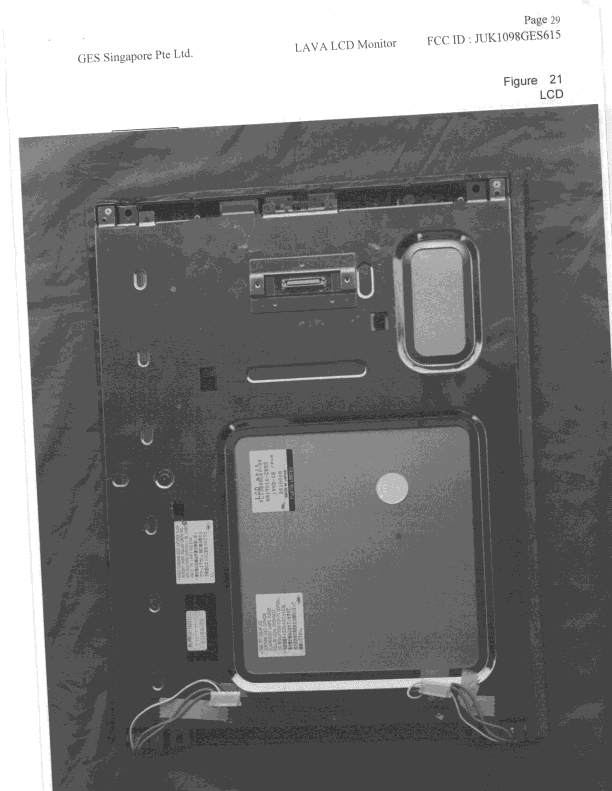 Color Monitor, 15" LCD Flat Panel 1024 X 768 - FCC ID JUK1098GES615 - GES Singapore Pte Ltd (4)