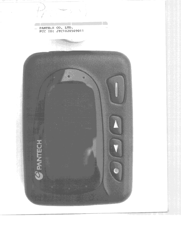 Paging Receiver - FCC ID JYC1020509011 - Pantech Co Ltd