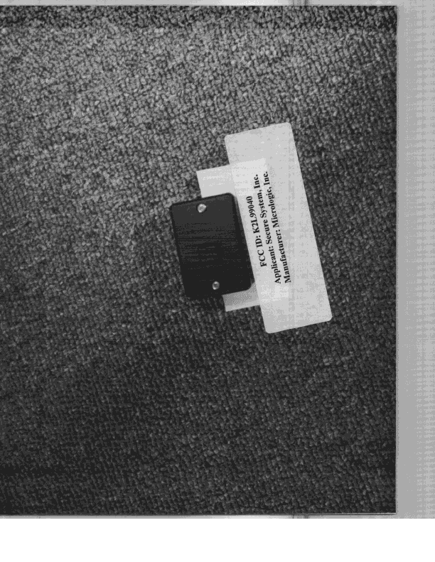 Security System Transmitter - FCC ID K2L99040 - Secure System Inc