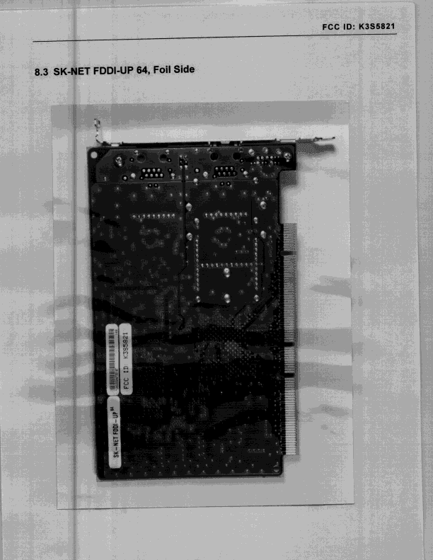 Network Card w/50 MHz Oscillator - FCC ID K3S5821 - SysKonnect