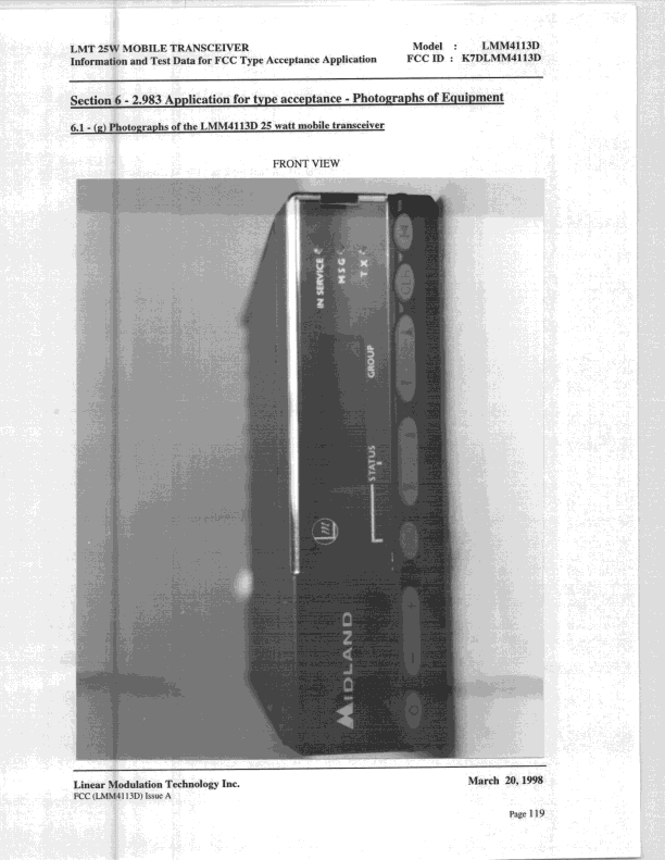 TNB - Licensed Non-Broadcast Station Transmitter - FCC ID K7DLMM4113D - Linear Modulation Technology Inc (2)