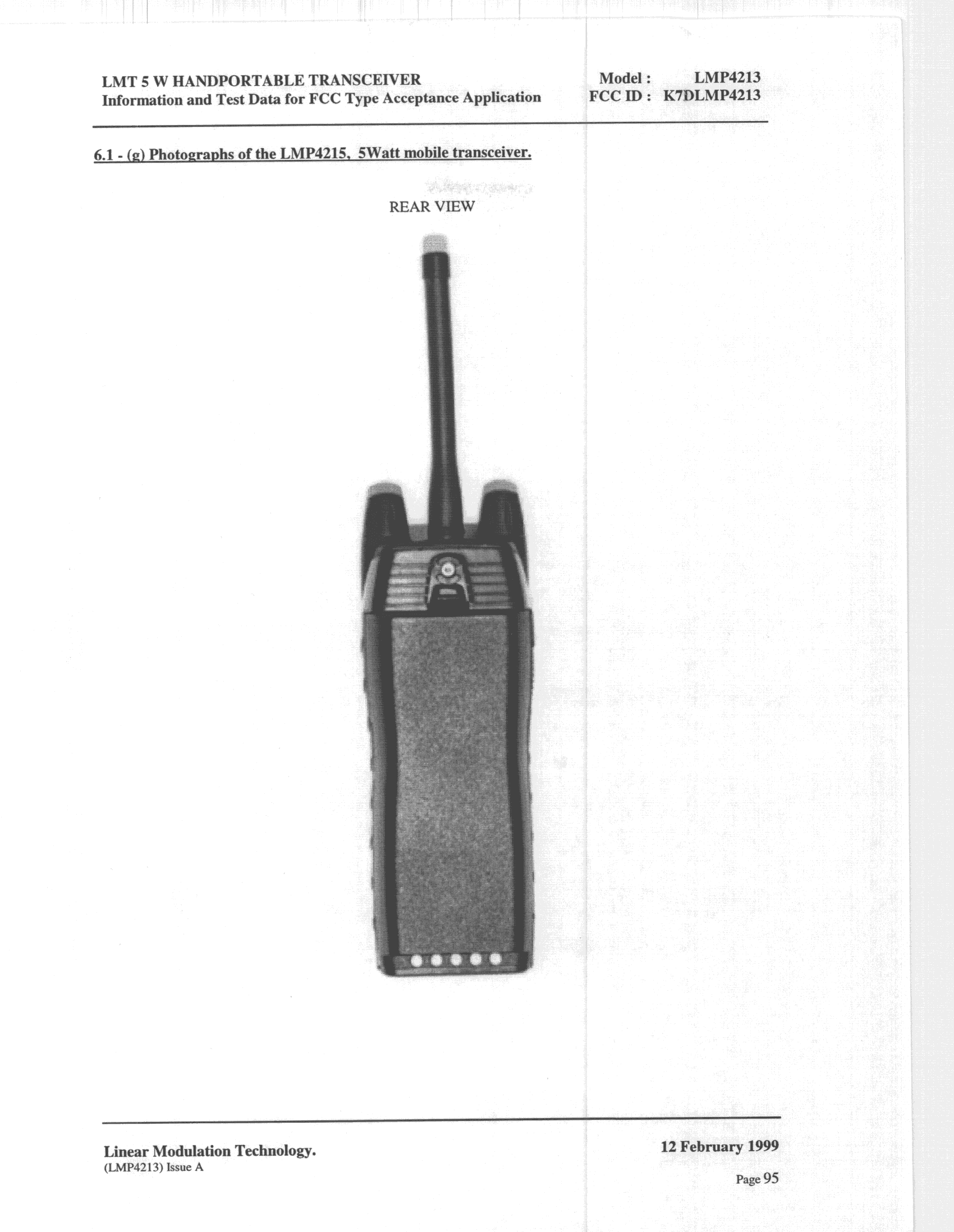 TNF - Licensed Non-Broadcast Transmitter Held to Face - FCC ID K7DLMP4213 - Linear Modulation Technology Inc (3)