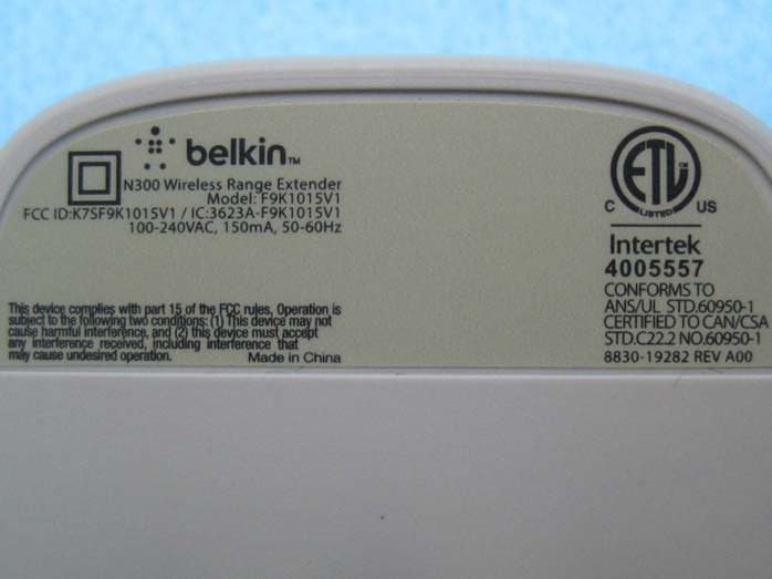 N300 Wireless Range Extender - FCC ID K7SF9K1015V1 - Belkin International, Inc. (3)