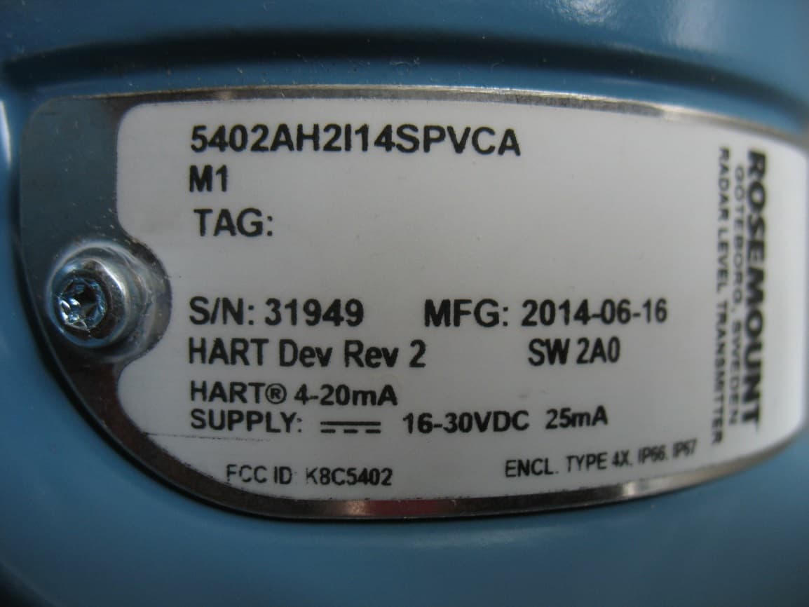 Two-Wire Radar Level Transmitter - FCC ID K8C05402 - Rosemount Tank Radar AB