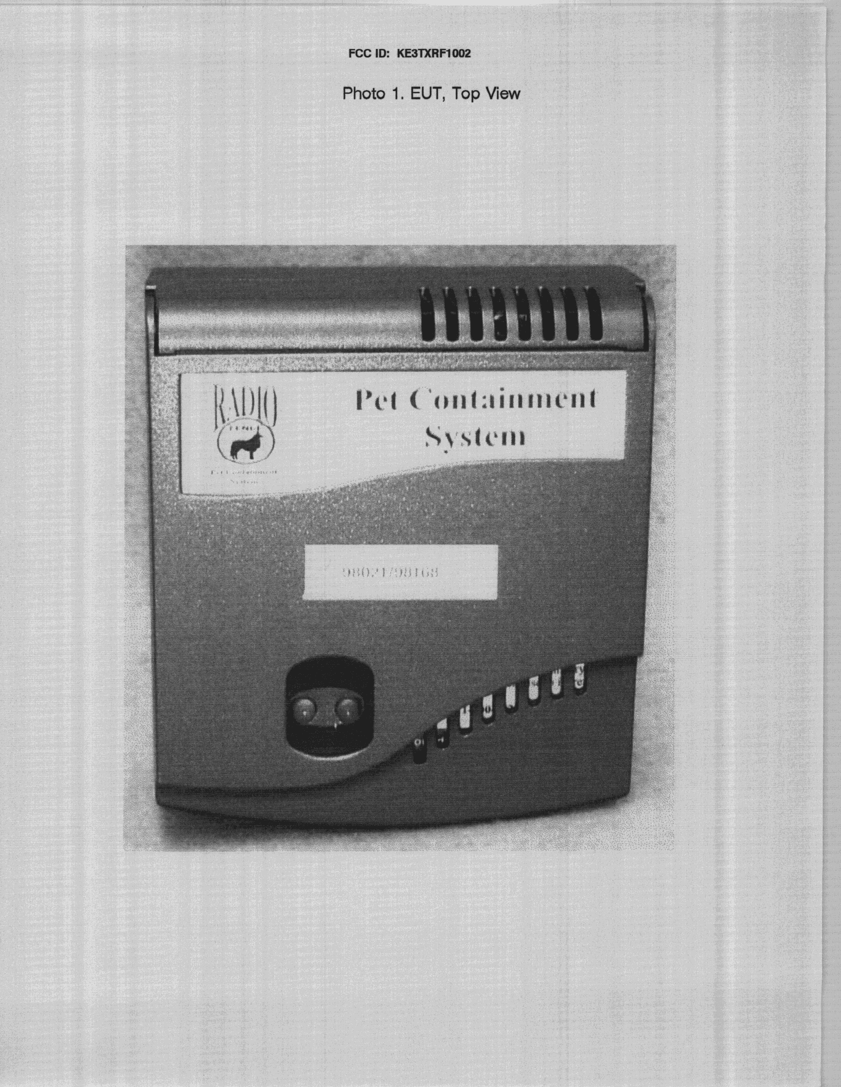 Dog Fence Transmitter - FCC ID KE3TXRF1002 - Radio Systems Corp (2)