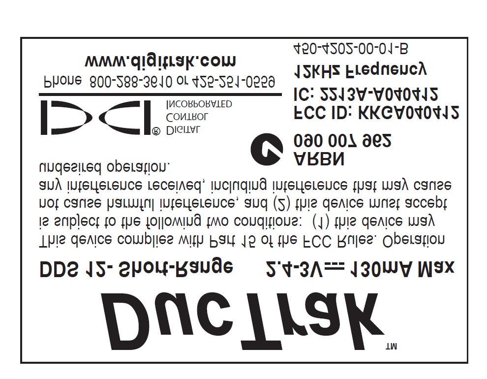 DDS 12,  DDT 12 - FCC ID KKGA040412 - Digital Control Inc (3)