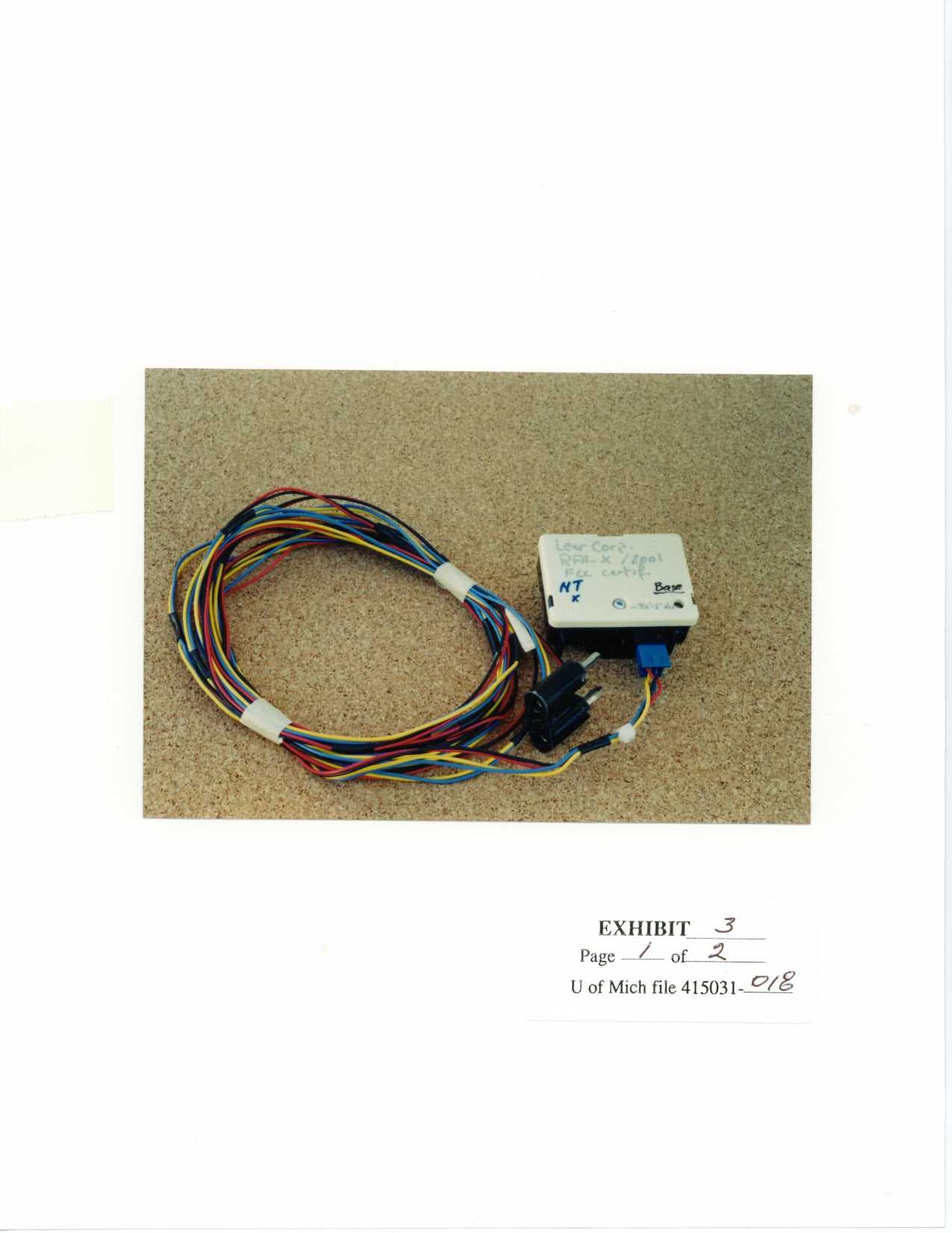 Lear Receiver, Model RFA-X - FCC ID KOBLEAR1XR - Lear Corporation