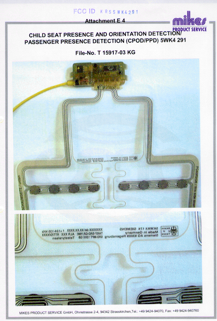 Child Seat Presence and Orientation Detection/Pass - FCC ID KR55WK4291 - Continental Automotive Technologies GmbH (1)